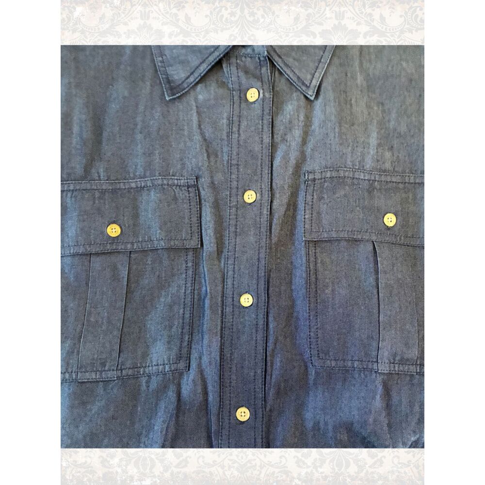 NWT Michael Kors Dark Denim Button-Up Jumpsuit Pockets Women's Size M - Picture 4 of 8